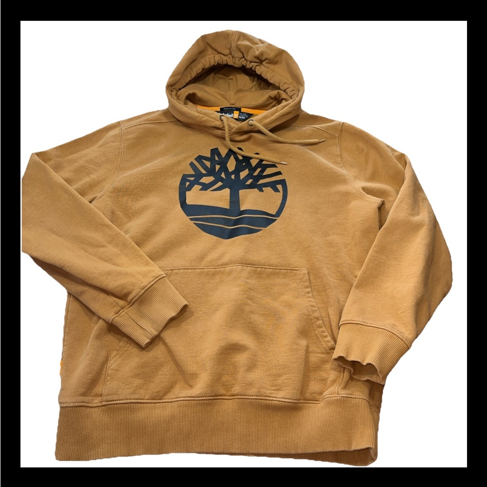 Timberland BROWN HOODIE Mens Classic Tree Logo‎ Regular Fit Size Medium Pullover